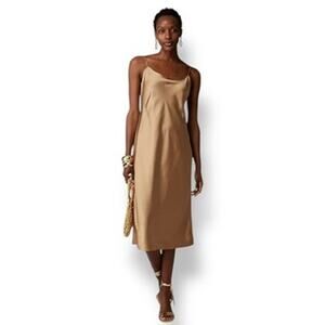J.Crew Gwyneth Slip Dress in Luster Charmeuse Satin Women's 6 Gold